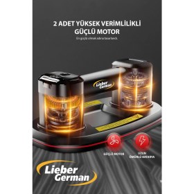 Resim Lieber German Teknoloji 2x Akülü 200 kg Kapasite Dijital Ekran Çift Motorlu Havalı Seramik Metal Cam Vantuzu Oval 