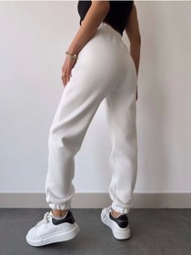 Resim Buğrahayalin Üç İplik Basic Lastikli Eşofman Pantolon - Beyaz Gri 