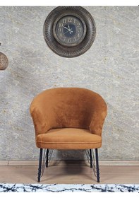 Resim Zafir Tekli Teddy Siyah Boyalı Telli Ayak Çay Seti Koltuk Tekli Berjer , Balkon, Salon, Ofis Kiremit 