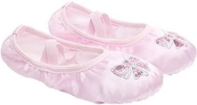 Resim Holibanna tek bale ayakkabıları çocuklar için dans ayakkabıları çocuklar bale ayakkabıları kız çocuk terlik şerit bale terliği yoga ayakkabıları Kore versiyonu kurdele pembe 