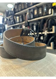 Resim Trg Polo Gri Tek Dikiş Hakiki Deri Erkek Kemeri- 4 Cm 