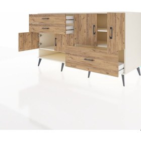 Resim Kronos Konsol 3 Raflı 3 Çekmeceli 4 Kapaklı 176x59x99 Aytaşı-çam Aytaşı-çam 