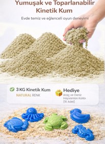 Resim Kinetic Sand 3 KG Kinetik Kum ve 16 Adet Kum Kalıbı Hediye - Eğitici Öğretici Oyun Kumu 