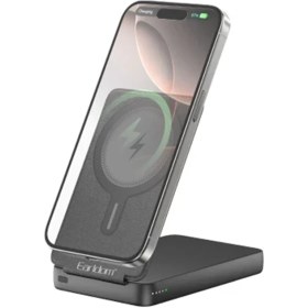 Resim EARLDOM PD58 5.000 mAh 20W Kablosuz Şarj ve 20W Type-C Çıkışlı PD Hızlı Şarj ve Standlı Powerbank - Siyah 
