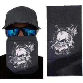 Resim Siyah Beyaz Kafatası Baskılı Buff Bandana 25x48 cm 