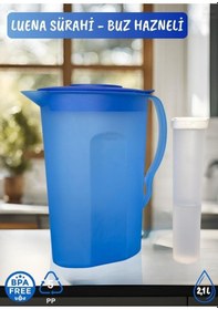 Resim Luena Sürahi Pp-5 Kokusuz Sürahi Soğutuculu Mavi Sürahi Bpa Free 2,1 L 