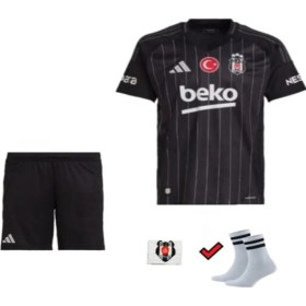 Resim Sidas Beşiktaş. Deplasman Siyah Çocuk Forması Takımı 4 Parça Forma Şort Çorap Bileklik 