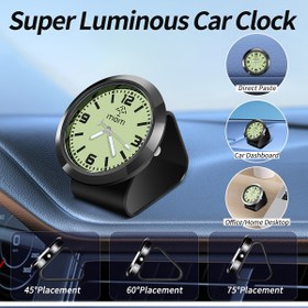 Resim 1 Set (1 adet Araba Saati + 1 adet Alüminyum Alaşımlı Braket + 4 adet İz Bırakmayan Yapıştırıcı) Araba Luminous Chassis Dekoratif Saat Araba Saati Mini Kuvars Analog Araba Gösterge Paneli Ev Ofis Gereksinimleri Mini Saat, 3 Bağlantı Açısı Seçeneği Mevcut 