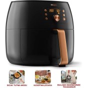 Resim Yüksek Kapasiteli Siyah ve Bakır Renkli Hava Pişirici, Sağlıklı Yemekler Için Idealdir 