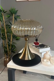 Resim Bamyum Elegant Bal Rengi Cam Masa Lambası Dekoratif Abajur Çocuk Odası Başucu Lambası Okuma Lambası 