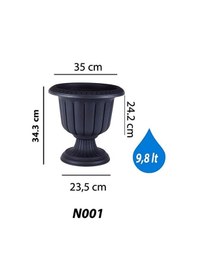 Resim Omnipazar So-n001 Nergiz Dekoratif Saksı 9,8 Lt Antrasit 3 Adet 