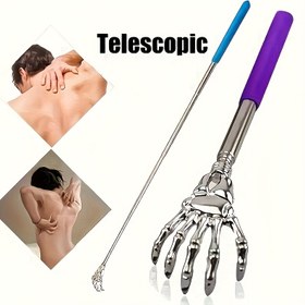 Resim 3 Renk Seçeneği Mevcut 1 Adet Ayarlanabilir Paslanmaz Çelik Sırt Kaşıyıcı Uzatılabilir Pençe ile - Taşınabilir, Ergonomik Saplı, Masaj ve Kaşınma için Mükemmel 