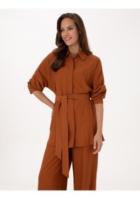 Resim Pierre Cardin Kadın Tarçın Gömlek Desenli 50309964-vr191 Tarçın 