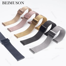 Resim 14mm, 16mm, 18mm, 20mm ve 22mm boyutlarında evrensel hızlı açma kayışları, paslanmaz çelik ve metal zincir tasarımlarıyla. 