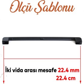Resim Badem10 Gölcük Oval (224 mm - 22.4 cm) Metal Siyah Mobilya Mutfak Çekmece Dolap Dolabı Kulpu Kulbu Kulpları 10 ADET 