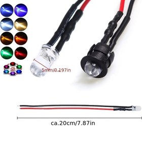 Resim 20/50 adet 5MM LED 12V Sabit Braket Kablolu Ampul LED Işık Yayan Diyot, 12V DC LED Işık, Mini LED Işık Yayan Diyot Model Kombinasyon Kiti DIY Oyuncak Eğlence Parti İcat Aydınlatma Göstergesi 