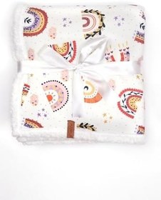 Resim Fluffy Bebek Battaniyesi 80x100 Cm Gök Pudra Kundak Puset Çift Taraflı Koyun Tüyü Battaniye 100x80 