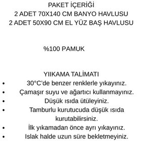 Resim 4 Lü Banyo Havlusu Seti %100 Pamuklu 70x140 Cm Pleasure Antasit-mürdüm 