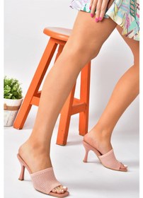 Resim Fox Shoes Pudra Triko Kumaş Topuklu Kadın Terlik P590033357 