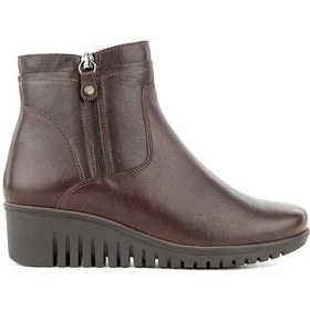 Resim Muya Londo 6 Nokta Anatomik Taban Topuk Dikeni Hakiki Deri Kadın Bot Kahve 