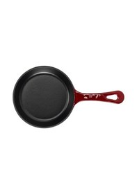 Resim Lava Döküm Yuvarlak Kızartma Tavası Yekpare Saplı. Çap Ø 16cm. Bordo 