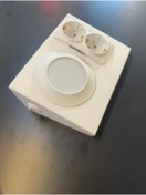 Resim StadyumStore Üçgen Beyaz Armatür 2 Li Prizli Ve Aydınlatma Metal Kasa Fırın Boyalı Kolay Montaj 