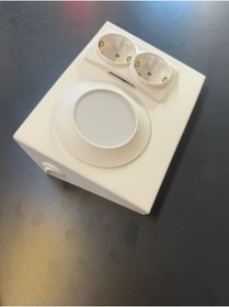 Resim StadyumStore Üçgen Beyaz Armatür 2 Li Prizli Ve Aydınlatma Metal Kasa Fırın Boyalı Kolay Montaj 