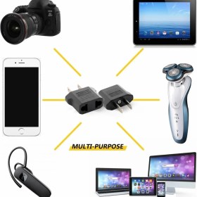 Resim Derwell 5 Adet Türk Fişi Amerikan Tip Fişe Çevirici Seyahat Adaptörü 2 Pinli Düz Plug Travel Adapter Fiş Priz Dönüştürücü Piriz Siyah 