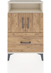 Resim Arges Komodin 2 Raflı Tek Çekmeceli 2 Kapaklı 60x30x96 Aytaşı... Aytaşı 