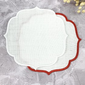 Resim Weare2 Kırmızı ve Beyaz Renkli Nakışlı 2'li Kokteyl Peçetesi 