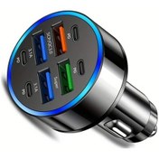 Resim Gaojunshop01 Siyah 8'li Araç Şarj Cihazı Qc3.0 Hızlı Şarj Pd Usb Çift Çıkış Led Göstergeli 
