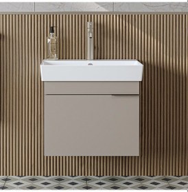 Resim Likya Tek Kapaklı Lavabolu 59 Cm Banyo Dolabı Alt, Lavabolu Banyo Alt Dolabı Kumtaşı 
