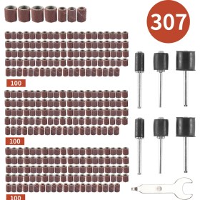 Resim Quartzite 307 Adet Davul Zımpara Set Zımpara Davul Kiti 300 Adet Zımpara Bant Kolları (80/120/240) + 6 Adet Dremel Döner Aracı (2.35MM /3.17MM) + 1 Kombinasyon Anahtarı Için Davul Mandelleri (Yurt Dışından) 