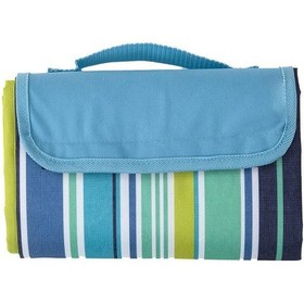 Resim 0210 145X165Cm Taşınabilir Açık Kamp Piknik Mat 600D Oxford Kumaş Su Geçirmez Çim Plaj Mat - Mavi Şerit Mavi 