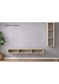 Resim Dekoratif Duvar Rafı - Tv Ünitesi 2 Parçalı Traverten 90x90 Traverten 