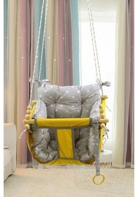 Resim Bundera Wag Swing Sarı Çocuk Ahşap Salıncak Bebek Hamak 