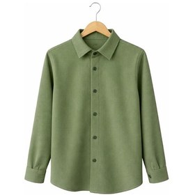 Resim Ahengim Erkek Çocuk Modern Kesim Beyaz Polyester Basic Gömlek Ak8789 Yeşil 