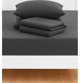 Resim Mirava Premium %100 Pamuk Penye Lastikli Tek Kişilik Çarşaf Takımı 1 Yastık Kılıfı Dahil Antrasit 120x200cm Antrasit 