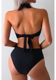 Resim Angelsin Yandan Büzgülü Bikini Takım Çıkartılabilir Kaplı Siyah 