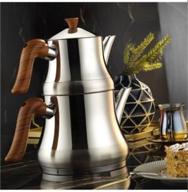 Resim Lines Naz Aile Boyu Çaydanlık Ahşap Kulp Inox 