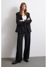 Resim Never More Bel Detaylı Wide Leg Pantolon Siyah Siyah 