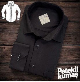 Resim Linen Keten Klasik %100 Cotton Uzun Kollu Terletmeyen Tek Cepli Kapaklı Siyah Gömlek Regular Kalıp -10247 Siyah 