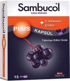 Resim Sambucol Plus Kara Mürver Özütü C Vitamini & Çinko 15 Kapsül 