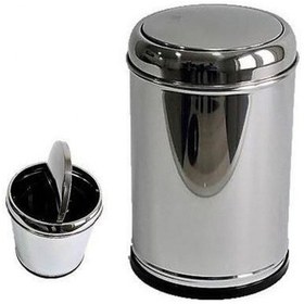 Resim Lider Sallanır Kapak Çöp Kovası Krom Paslanmaz Çelik 12 Litre 