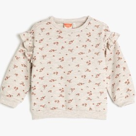 Resim Kız Bebek Sweat Fırfırlı Çiçekli Uzun Kollu Bisiklet Yaka Pamuklu 