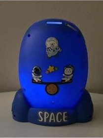 Resim Işıklı Roket Şeklinde Kumbara Çocuklara ve Büyüklere Para Tasarruf Kutusu, Beyaz 