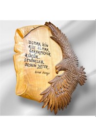 Resim Ahşap El Oyması Kartal Destan Pano 