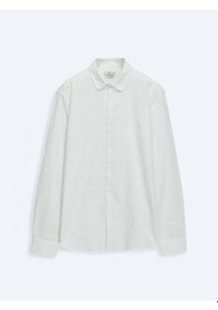 Resim Haki Çizgili Regular Fit Dokuma Casual %100 Pamuk Gömlek Haki 