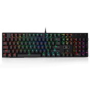 Resim Devarajas K556 RGB Türkçe Q 104 Tuş Mekanik Brown Switch Kablolu Oyuncu Klavyesi Redragon