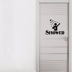 Resim Banyo Kapı Sticker Modelleri | SHOWER Yazılı Dekoratif Süs 